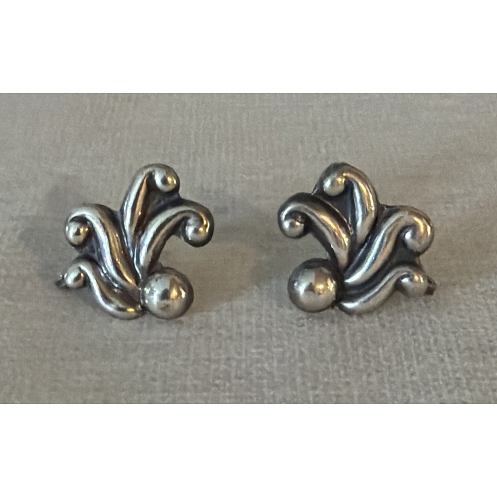 Vintage Sterling Taxco Screw Back Earrings - Signed Made in Taxco